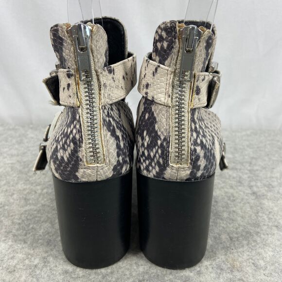 Steve Madden Joker Natural Snake Block Heel Boots Buckle Straps Womens Size 6.5 - Picture 6 of 10